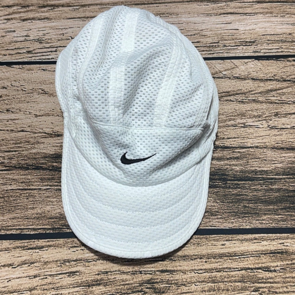 Nike Tailwind 7 Panel Hat White Mesh Swoosh DriFit Cap Running Golf VTG Y2K 90s